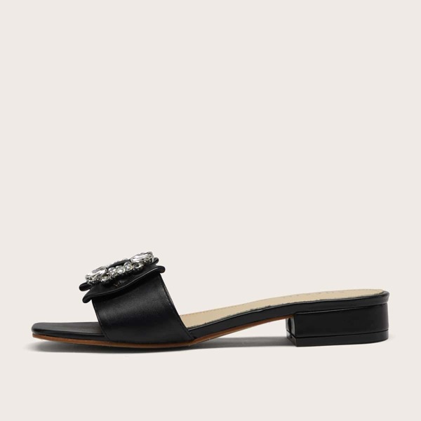 

Тапочки со стразами и бантом, Чёрный