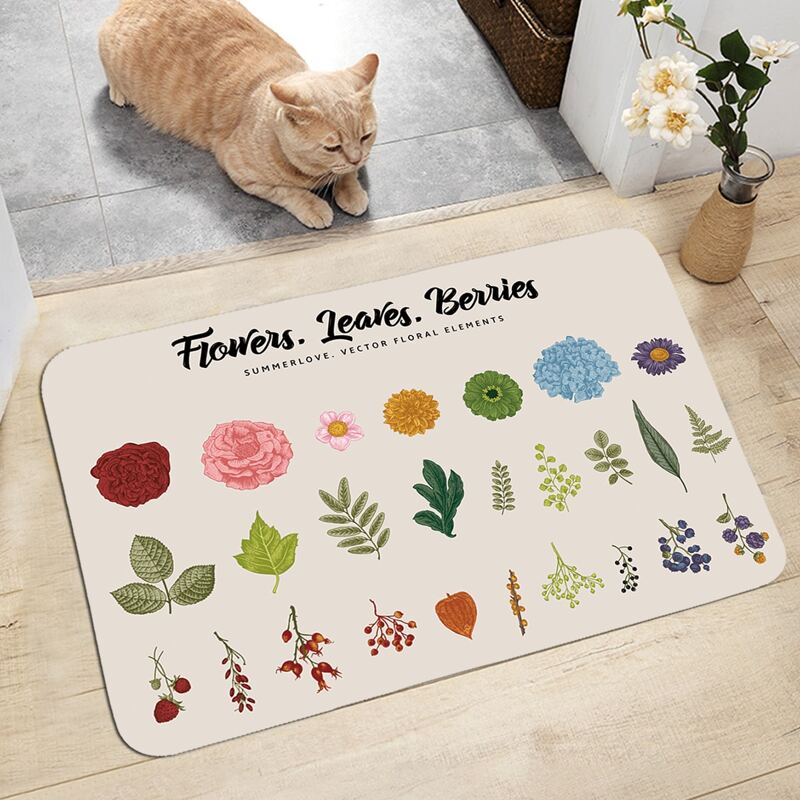 

Flower Print Door Mat, Multicolor