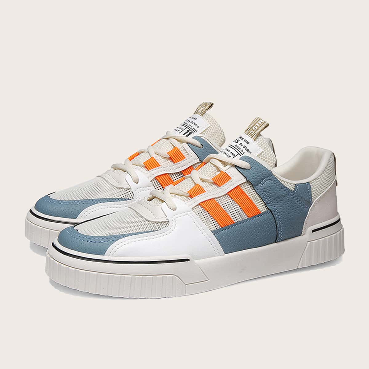

Guys Colorblock Mesh Panel Sneakers, Beige