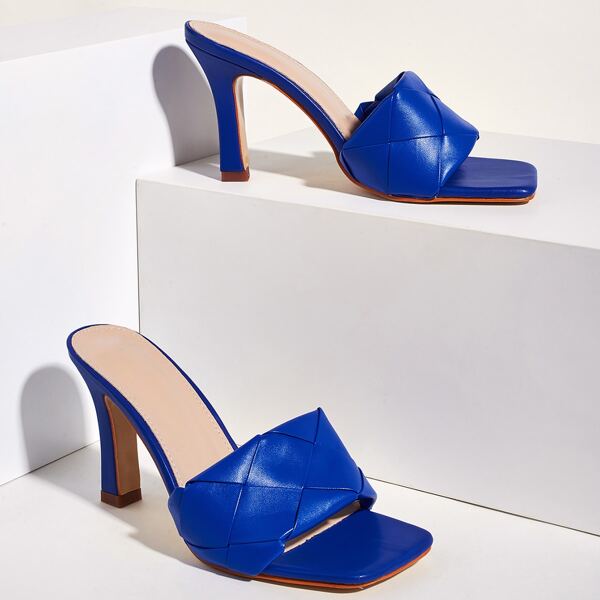 

Braided Chunky Heeled Mules, Royal blue