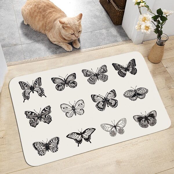

Butterfly Print Door Mat, Multicolor