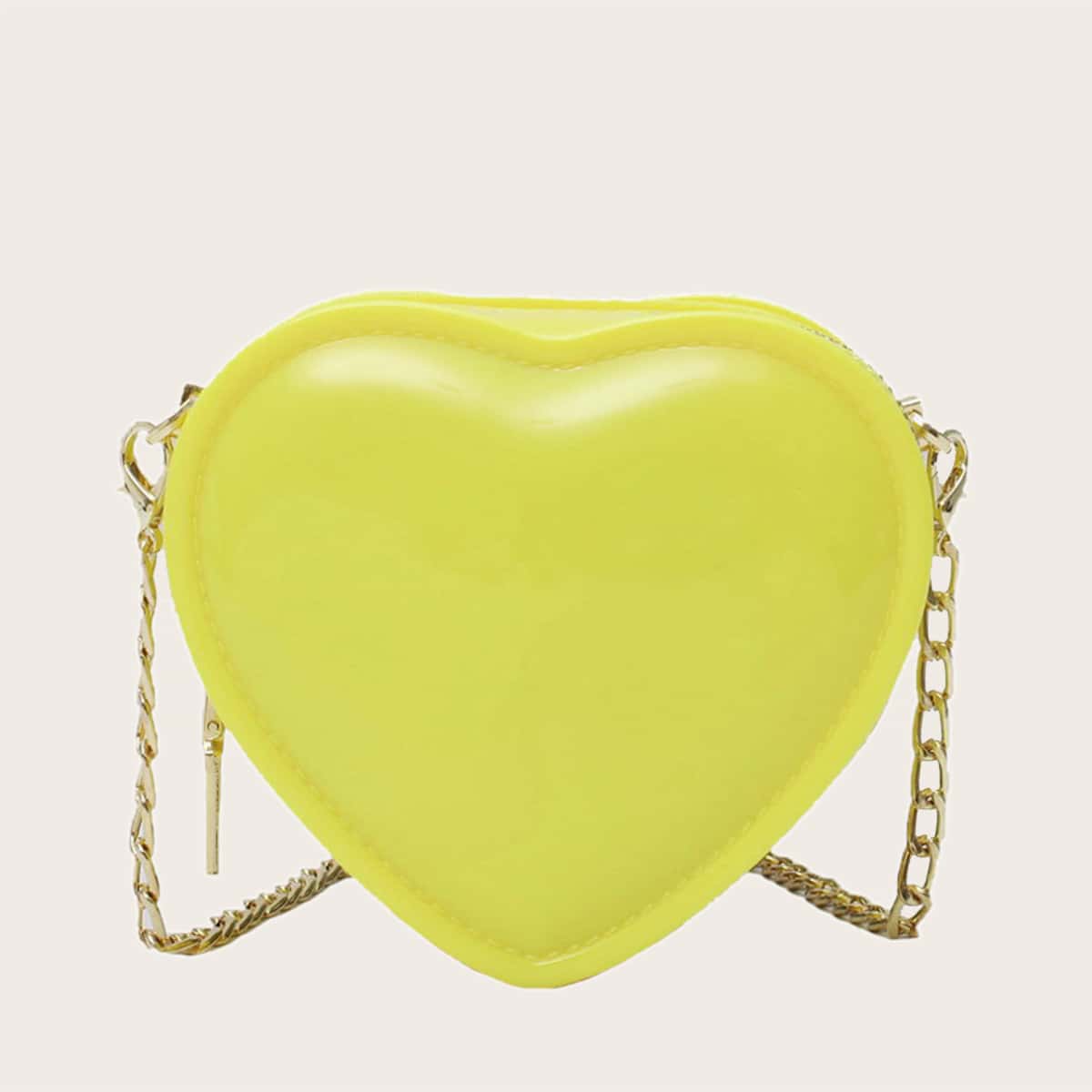 

Heart Shaped Chain Crossbody Bag, Yellow