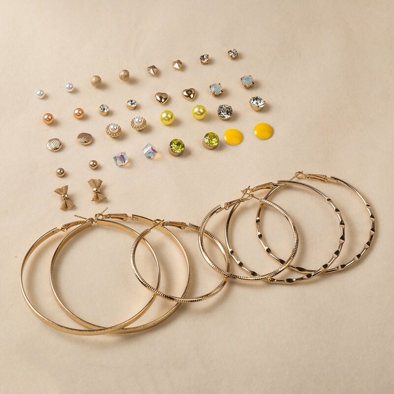 

20pairs Bow Design Earrings, Gold