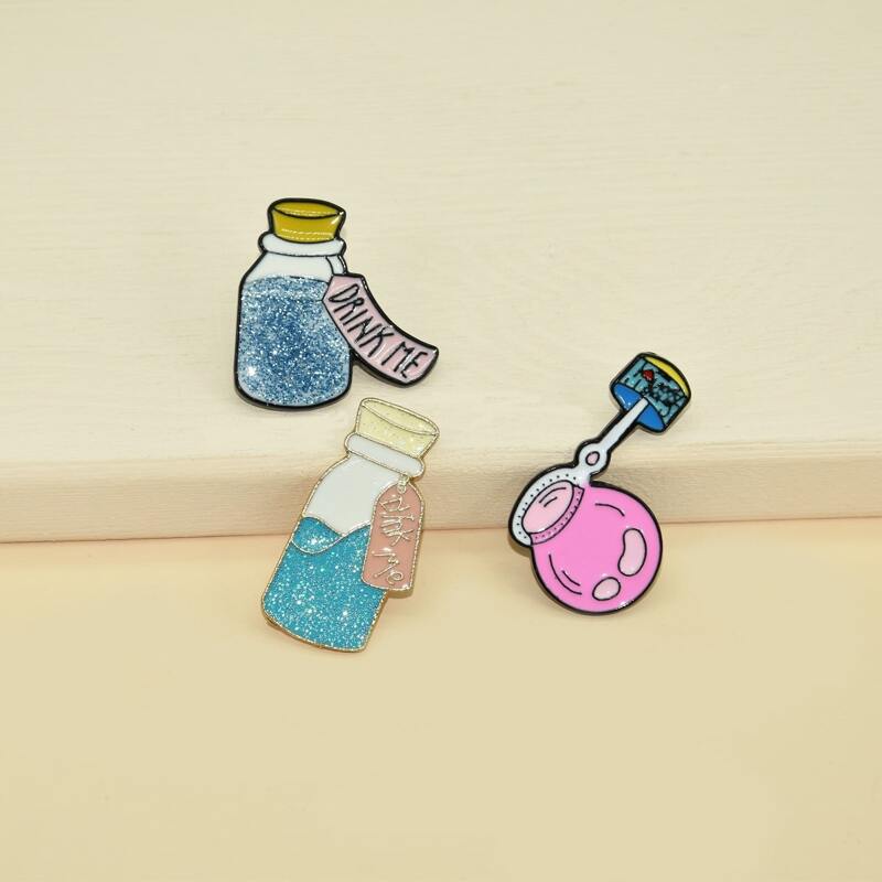 

3pcs Wishing Bottle Design Brooch, Multicolor