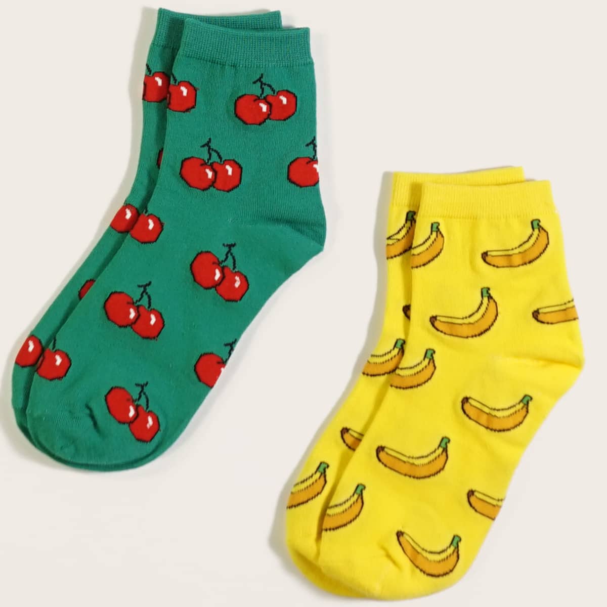 

2pairs Fruit Pattern Socks, Multicolor