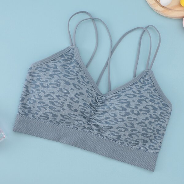 

Crisscross Ruched Detail Bra, Dusty blue