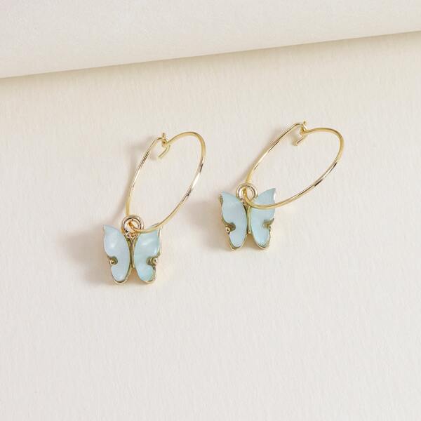 

Butterfly Drop Earrings, Blue