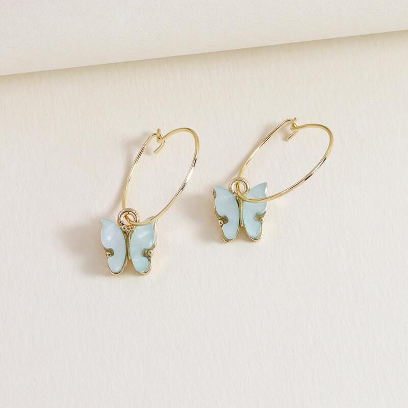 

Butterfly Drop Earrings, Blue