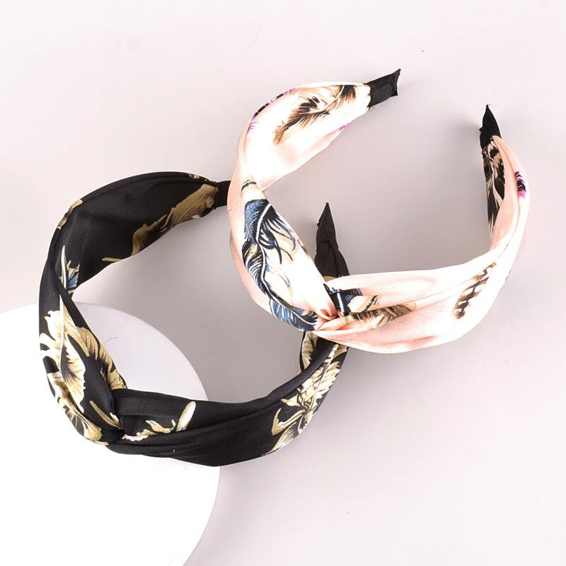 

2pcs Floral Pattern Knot Hair Hoop, Multicolor