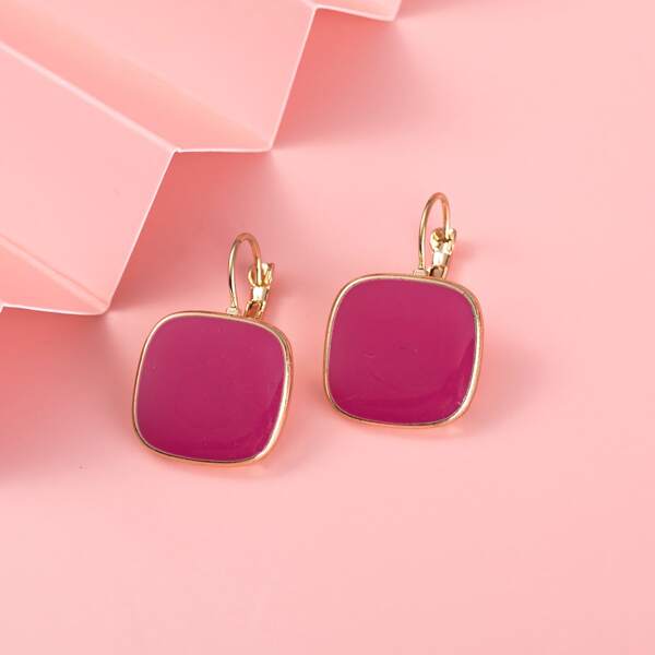 

3pairs Geo Stud Earrings, Multicolor