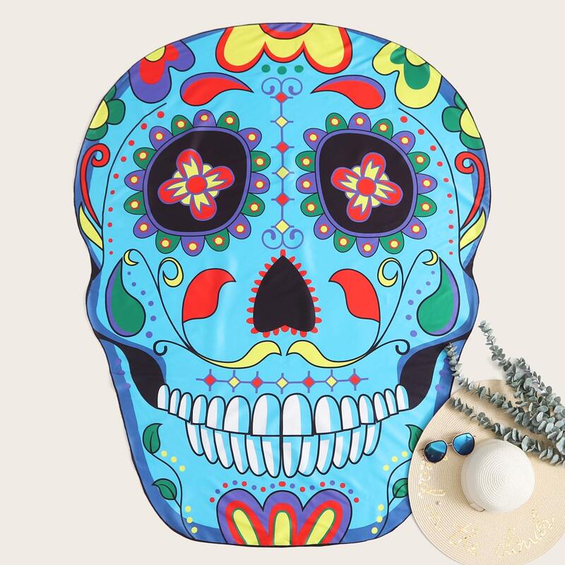

Tribal Skeleton Print Beach Blanket, Multicolor