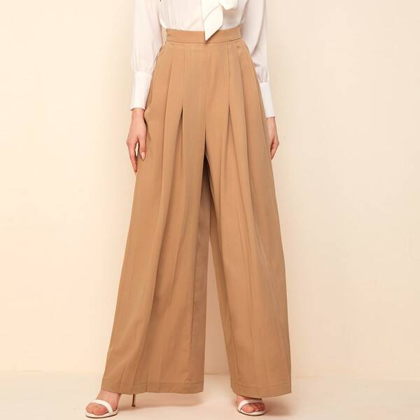 

Плиссированные брюки-кюлоты с высокой талией, Жёлтовато бурые