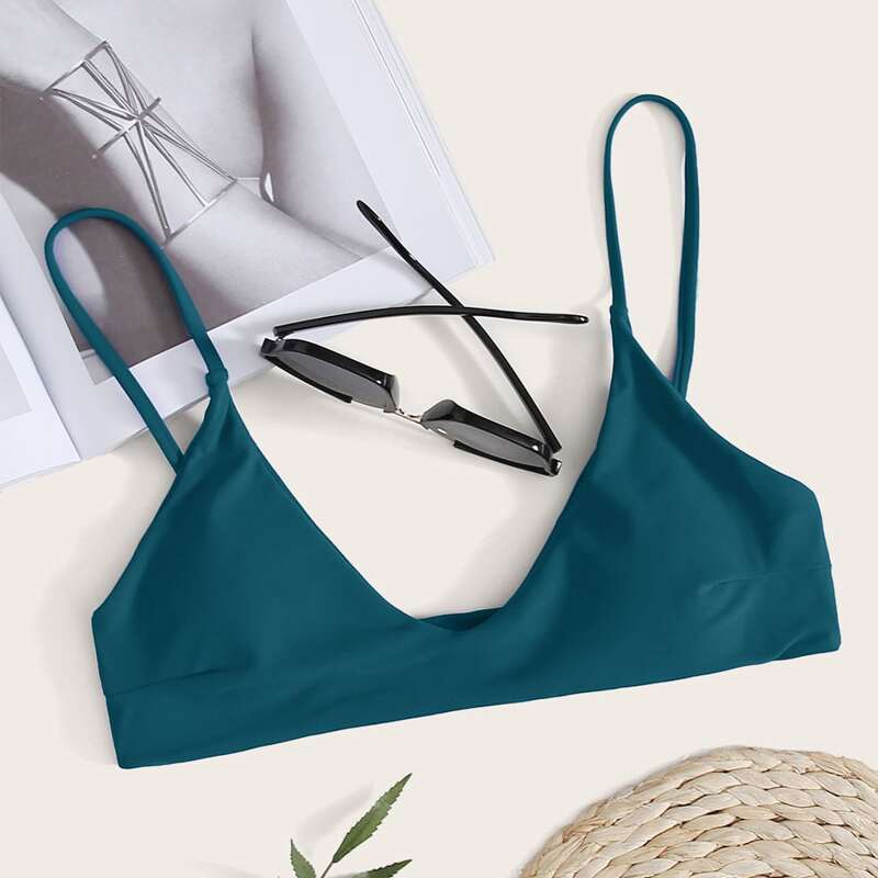 

Adjustable Strap Bikini Top, Teal blue