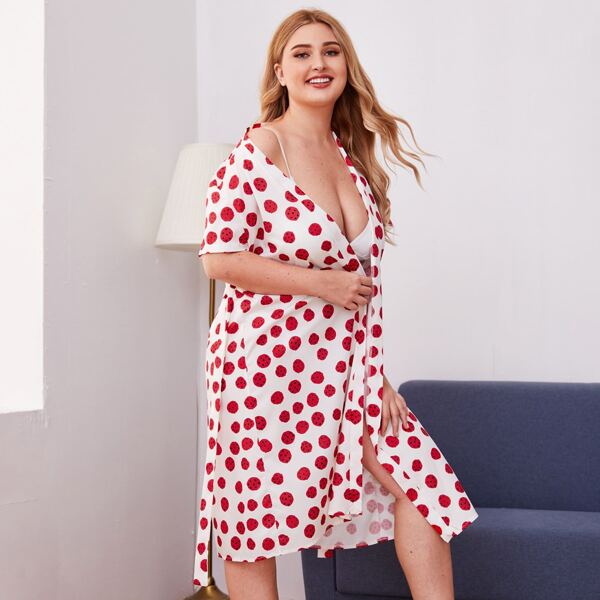 

Plus All Over Print Belted Robe, Multicolor