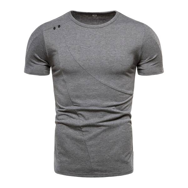 

Men Solid Button Detail Tee, Grey