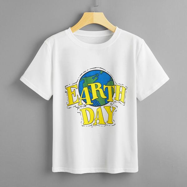 

Earth & Letter Graphic Tee, White