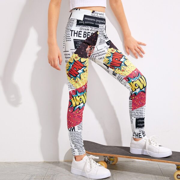 

Girls Pop Art Print Wide Waistband Leggings, Multicolor