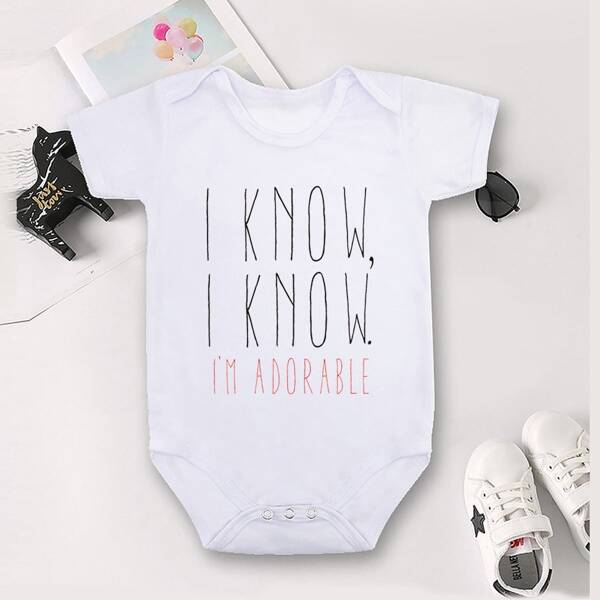 

Baby Girl Slogan Graphic Tee Bodysuit, White