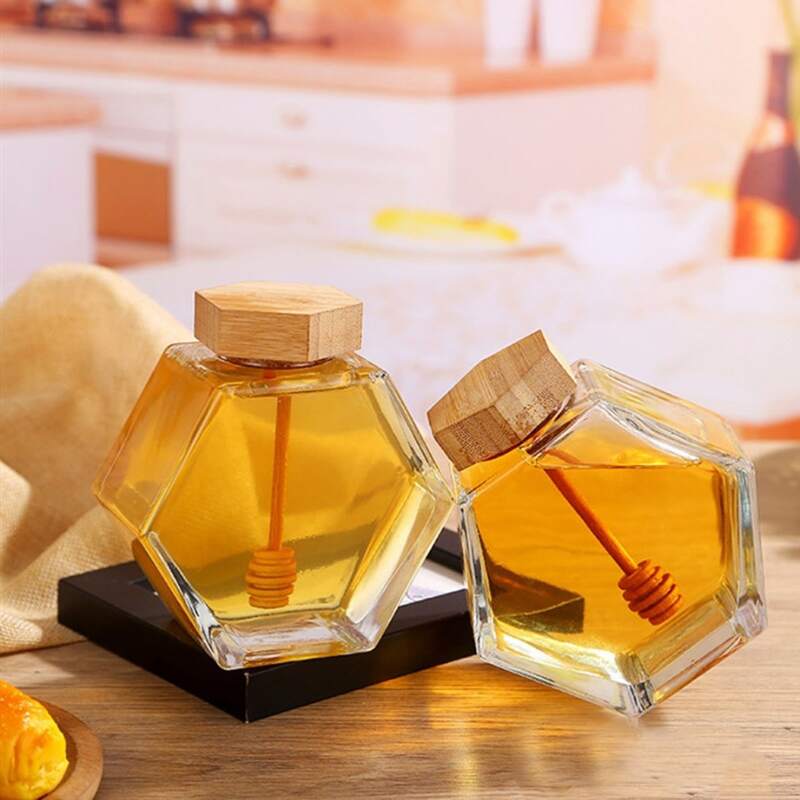 

1pc Honey Container Bottle With Lid, Clear