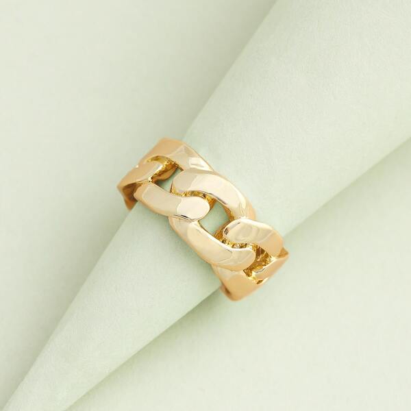 

Adjustable Chain Link Detail Thick Cuff Ring, Gold