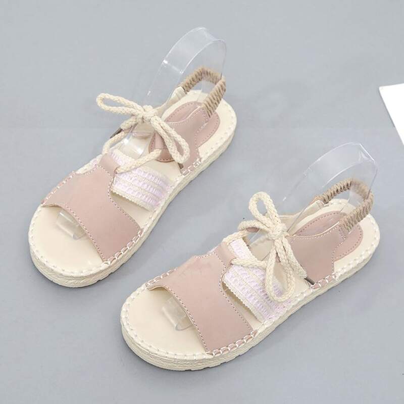 

Lace-up Front Sandals, Pink