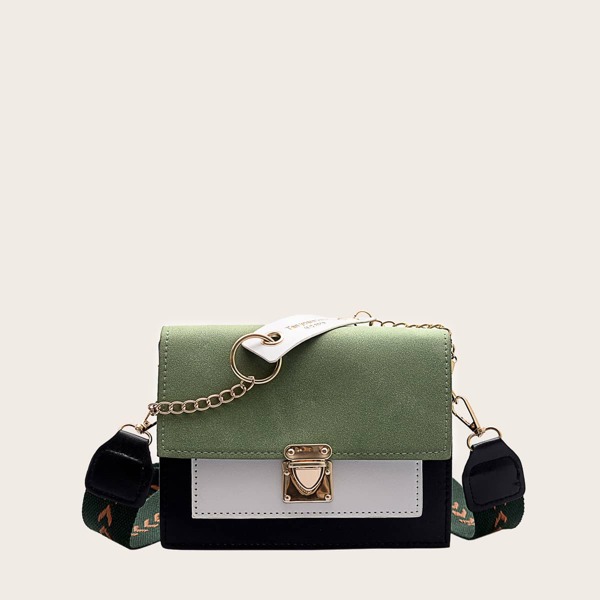 

Colorblock Flap Crossbody Bag, Green