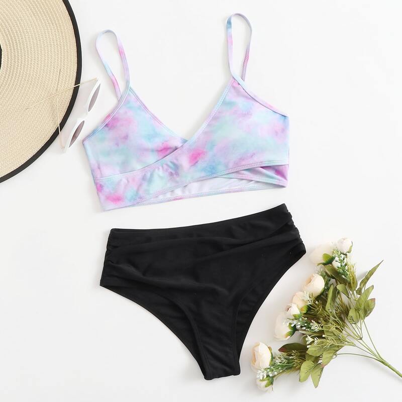 

Tie Dye Wrap Bikini Swimsuit, Multicolor