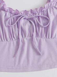 SHEIN MOD Top de pecho fruncido con cordón delantero ribete fruncido - Morado - Ver 5