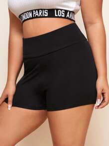 SHEIN EZwear 大碼寬腰帶機車短褲 - 黑色 - 查看 5