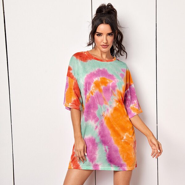 

Tie Dye Drop Shoulder Oversized Tee, Multicolor