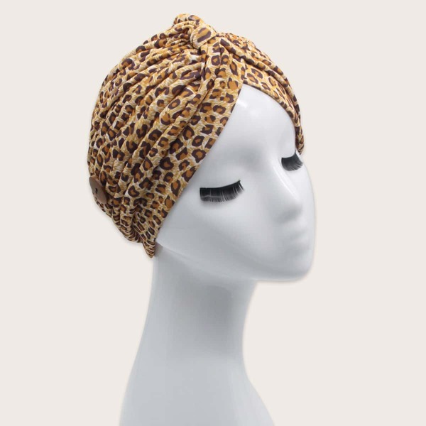 

Button Decor Turban Hat, Coffee brown