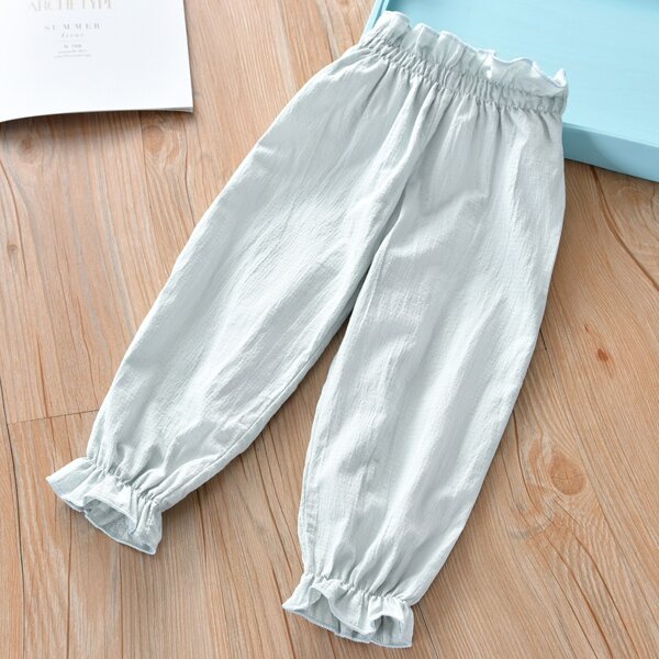 

Toddler Girls Paperbag Waist Flounce Hem Pants, Light grey