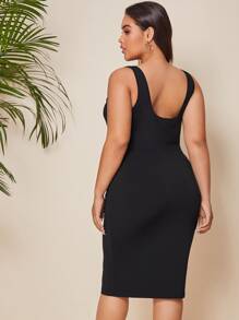 SHEIN Privé Vestido ajustado unicolor - grande - Negro - Ver 4