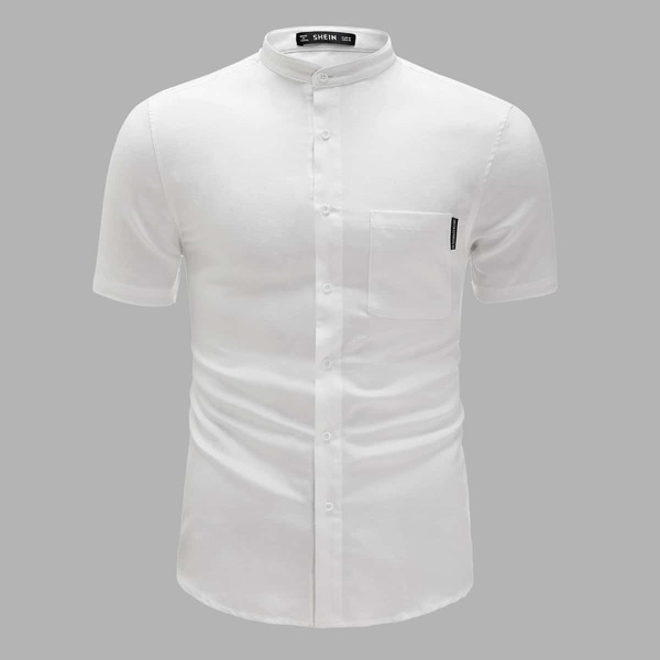 

Men Pocket Patched Solid Shirt, White