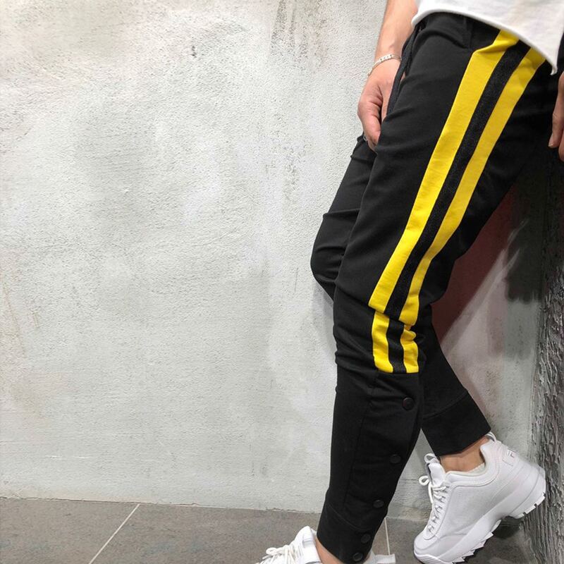 

Guys Side Stripe Drawstring Waist Sweatpants, Black