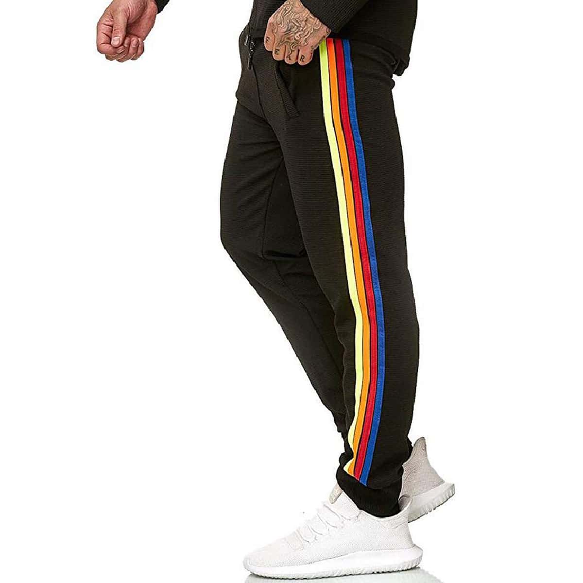 

Guys Striped Tape Side Sweatpants, Black