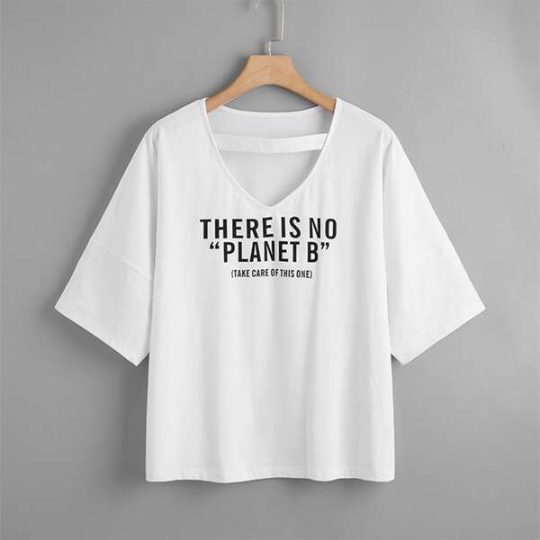 

Plus Letter Graphic Peekaboo Tee, White