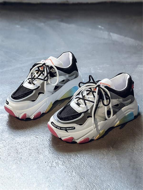 lace up mesh panel sneakers