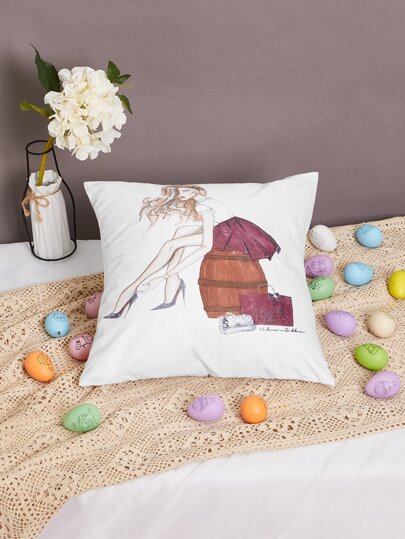 Valeriesabban Kissenbezug mit Figur Grafik