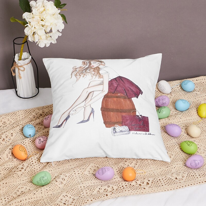 

Figure Graphic Cushion Cover, White