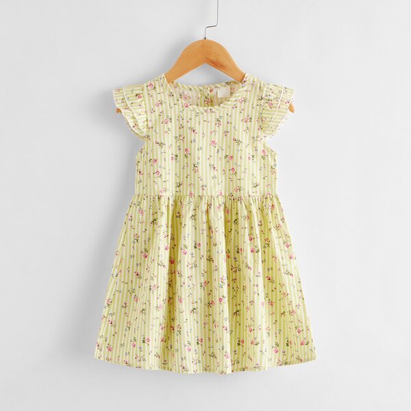 

Toddler Girls Ditsy Floral Striped Dress, Yellow