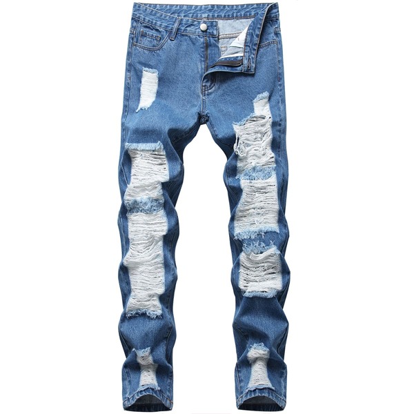 

Men Destroyed Ripped Skinny Jeans, Medium wash