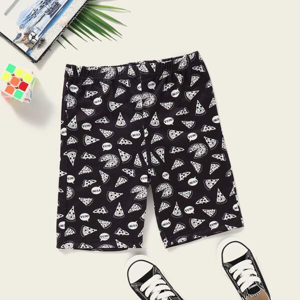 

Шорты с графическим принтом для мальчиков, Чёрный