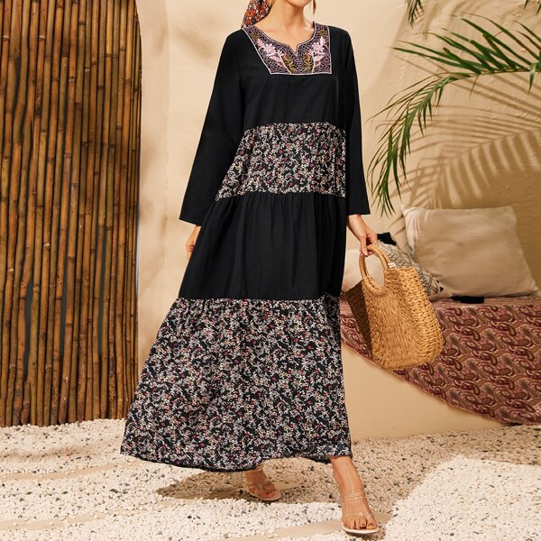 

Floral Embroidered Ditsy Floral Smock Dress, Multicolor