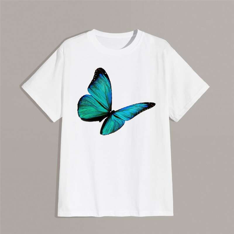 

Guys Butterfly Print Tee, White