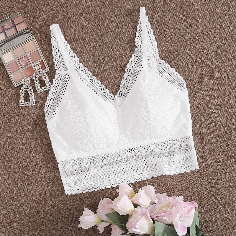 

Scallop Lace Bralette, White
