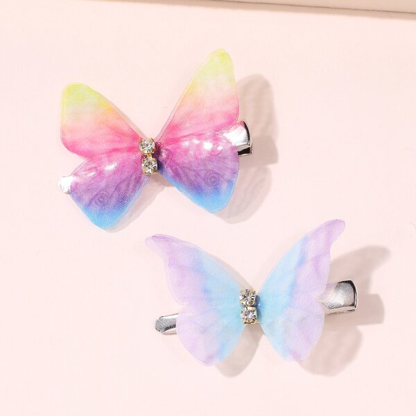 

2pcs Butterfly Hair Clip, Multicolor