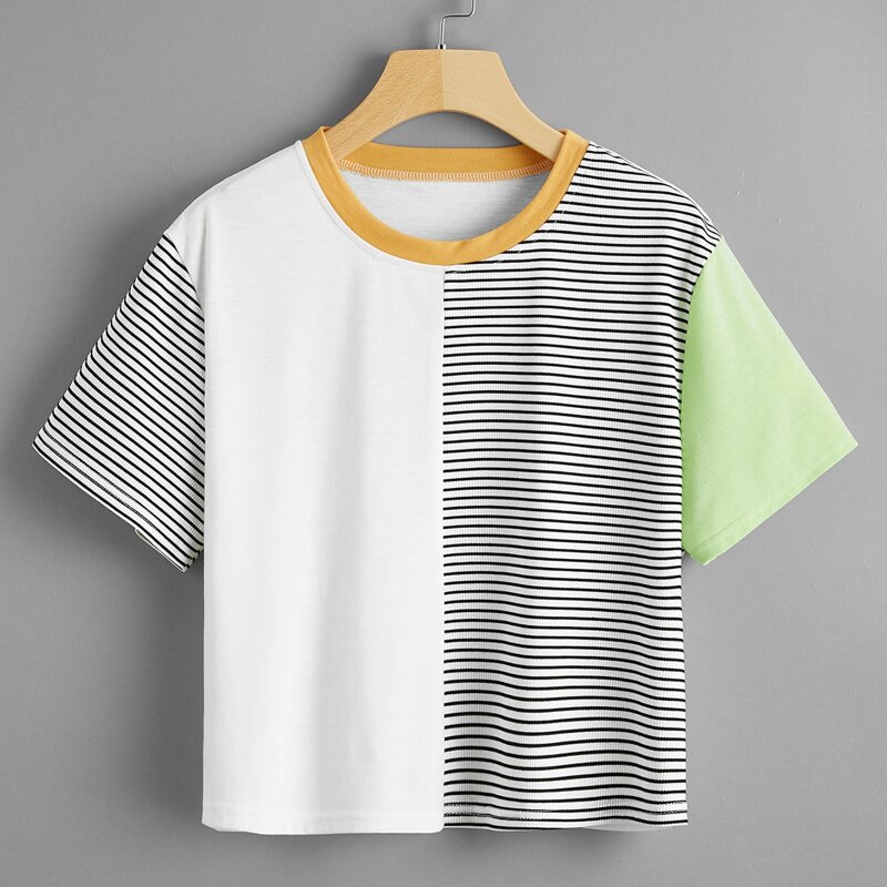 

Contrast Striped Tee, Multicolor