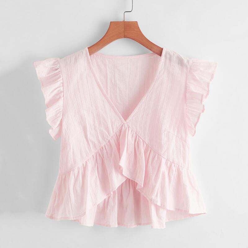 

Ruffle Hem Blouse, Pink