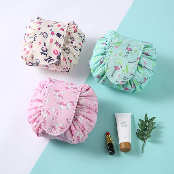 

1pc Drawstring Cosmetic Storage Bag, Multicolor